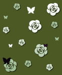 薔薇と蝶の壁紙、背景素材 ea03
