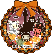 ハロウィン、仮装したうさぎとくまのイラスト b01