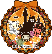 ハロウィン、仮装したうさぎとくまのイラスト b02