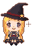 ハロウィンの魔女っ子のアイコン、イラスト ga01