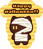 ハロウィン、包帯巻き黒猫のアイコン、イラスト ib10