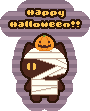 ハロウィン、包帯巻き黒猫のアイコン、イラスト ib11