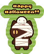ハロウィン、包帯巻き黒猫のアイコン、イラスト ib12