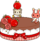 チョコケーキとパティシエうさぎ＆くまのアイコン、イラスト l03