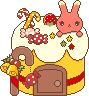 クリスマスケーキとうさぎのアイコン、イラスト s03