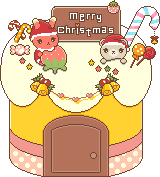 クリスマスケーキとサンタうさぎ＆サンタくまのアイコン、イラスト sb01
