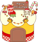 クリスマスケーキとサンタうさぎ＆サンタくまのアイコン、イラスト sb02