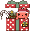 クリスマス、箱に入ったサンタうさぎのアイコン、イラスト d02