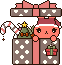 クリスマス、箱に入ったサンタうさぎのアイコン、イラスト d06