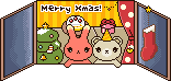 クリスマス、うさぎとくまのアイコン、イラスト ib02