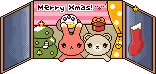 クリスマス、うさぎとくまのアイコン、イラスト ib03