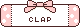 リボンの付いたWEB拍手アイコン 11a-clap