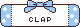 リボンの付いたWEB拍手アイコン 11c-clap