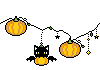 ハロウィン、かぼちゃと黒猫の壁紙、背景素材 c02